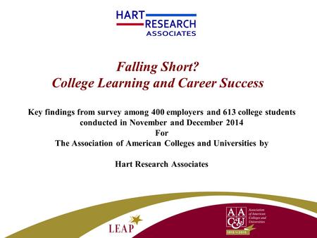Falling Short? College Learning and Career Success