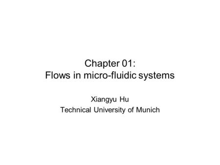 Chapter 01: Flows in micro-fluidic systems Xiangyu Hu Technical University of Munich.