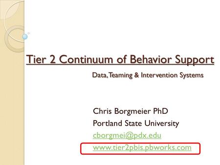 Tier 2 Continuum of Behavior Support