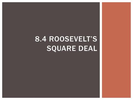 8.4 Roosevelt’s Square Deal