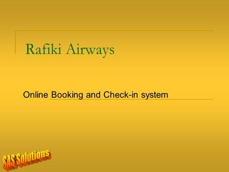 Rafiki Airways Online Booking and Check-in system.
