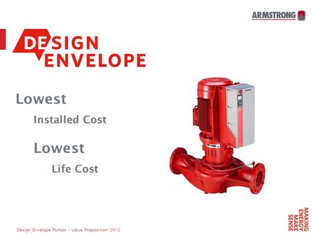 Design Envelope Pumps – Value Proposition 2012 Lowest Installed Cost Lowest Life Cost.
