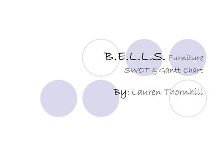 B.E.L.L.S. Furniture SWOT & Gantt Chart By: Lauren Thornhill.