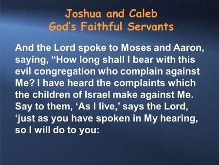 Joshua and Caleb God’s Faithful Servants