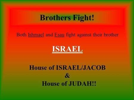 Brothers Fight! Both Ishmael and Esau fight against their brother ISRAEL House of ISRAEL/JACOB & House of JUDAH!!