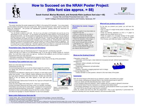 How to Succeed on the NRAH Poster Project: (title font size approx. = 88) How to Succeed on the NRAH Poster Project: (title font size approx. = 88) Sarah.