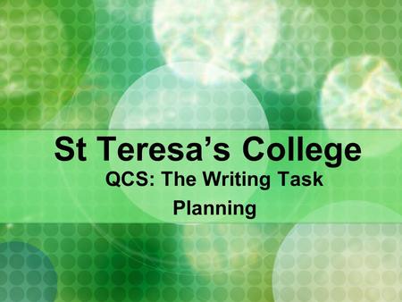 QCS: The Writing Task Planning