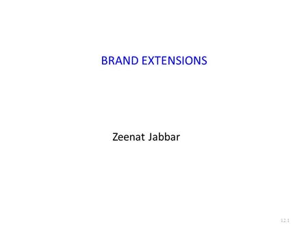 BRAND EXTENSIONS Zeenat Jabbar.