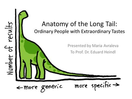 Anatomy of the Long Tail: Ordinary People with Extraordinary Tastes Presented by Maria Avraleva To Prof. Dr. Eduard Heindl.