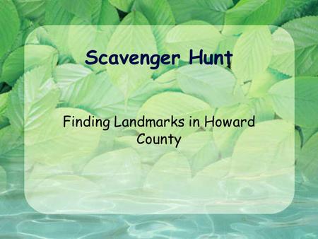 Finding Landmarks in Howard County