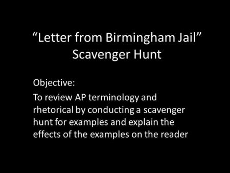 “Letter from Birmingham Jail” Scavenger Hunt