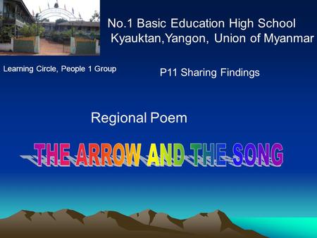 No.1 Basic Education High School Kyauktan,Yangon, Union of Myanmar Learning Circle, People 1 Group Regional Poem P11 Sharing Findings.