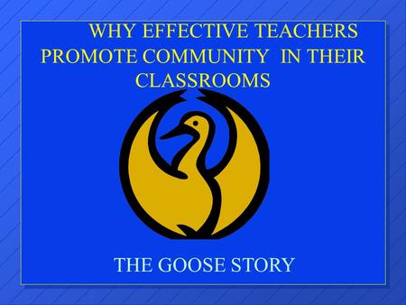 WHY EFFECTIVE TEACHERS PROMOTE COMMUNITY IN THEIR CLASSROOMS THE GOOSE STORY.