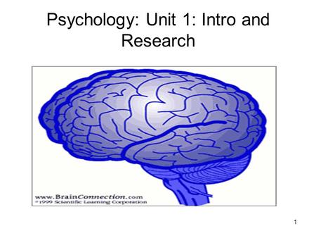 Psychology: Unit 1: Intro and Research