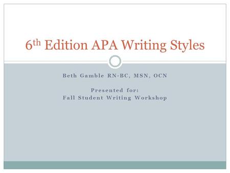6th Edition APA Writing Styles