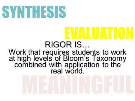 MEANINGFUL SYNTHESIS EVALUATION RIGOR IS…