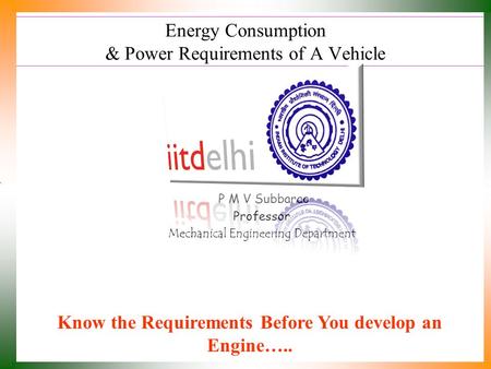 Energy Consumption & Power Requirements of A Vehicle