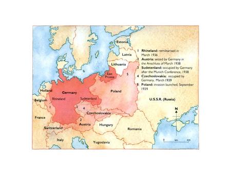 German expansion in Europe, 1936 - 39 In November 1937 Hitler called a meeting of his military chiefs. He outlined his military plans. Colonel Hossbach.