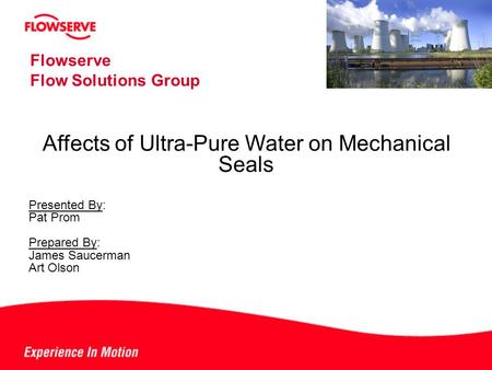 Affects of Ultra-Pure Water on Mechanical Seals