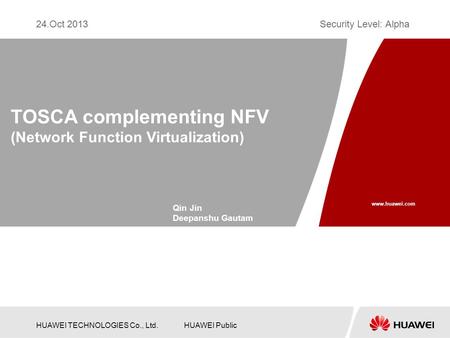TOSCA complementing NFV (Network Function Virtualization)