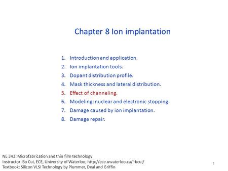 Chapter 8 Ion implantation