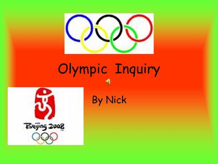 Olympic Inquiry By Nick. Contents Big Question New Technology What Does The technology Do How Does The Technology Effect People How Does It Effect the.