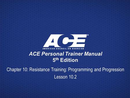 ACE Personal Trainer Manual 5th Edition