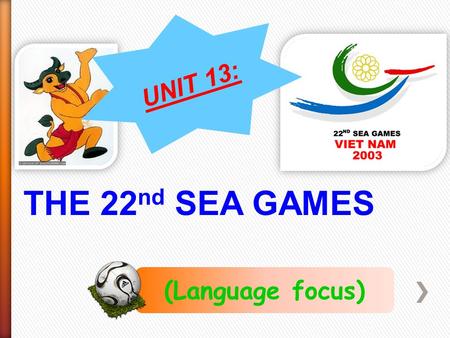 THE 22 nd SEA GAMES (Language focus) UNIT 13:. What does the mother do? She wakes her son up.