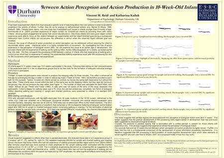 Links Between Action Perception and Action Production in 10-Week-Old Infants Vincent M. Reid 1 and Katharina Kaduk 1 Department of Psychology, Durham University,