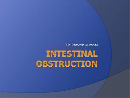 Intestinal Obstruction
