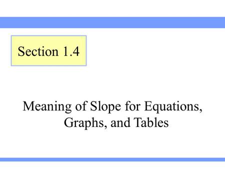 Meaning of Slope for Equations, Graphs, and Tables
