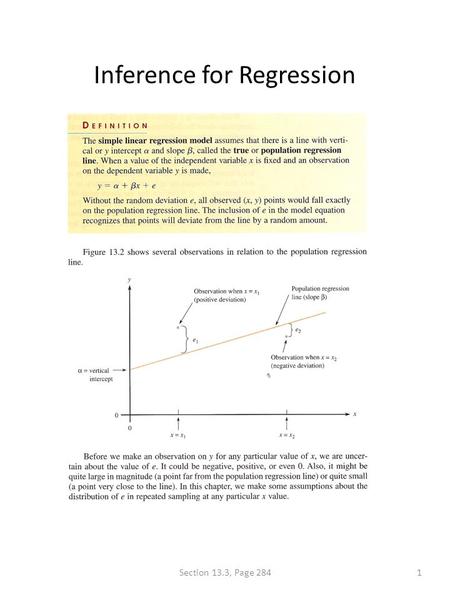 Inference for Regression 1Section 13.3, Page 284.