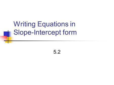 Writing Equations in Slope-Intercept form