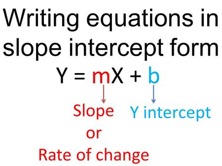Writing equations in slope intercept form