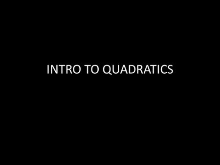 INTRO TO QUADRATICS. Vertex – the minimum or maximum point.