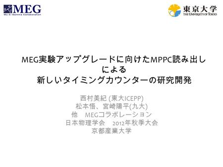 MEG実験アップグレードに向けたMPPC読み出しによる 新しいタイミングカウンターの研究開発