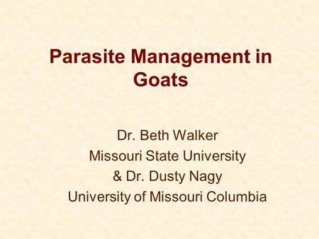 Parasite Management in Goats