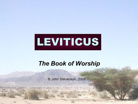 LEVITICUS The Book of Worship © John Stevenson, 2008.