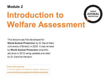 Introduction to Welfare Assessment