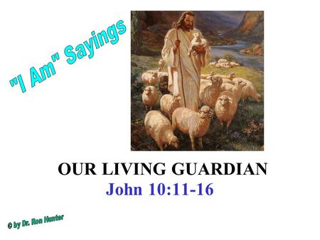 OUR LIVING GUARDIAN John 10:11-16. I am the good shepherd. The good shepherd lays down his life for the sheep. 12 The hired hand is not the shepherd who.