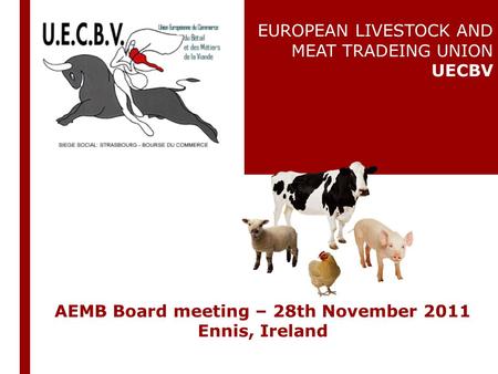 AEMB Board meeting – 28th November 2011 Ennis, Ireland EUROPEAN LIVESTOCK AND MEAT TRADEING UNION UECBV.