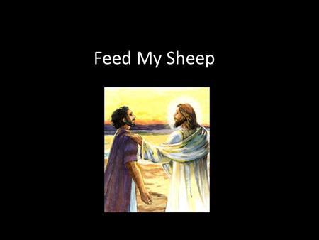 Feed My Sheep. What can you see in the picture? Which part of the story is it showing? Why are Jesus’ hands raised? Why is he shown in white?