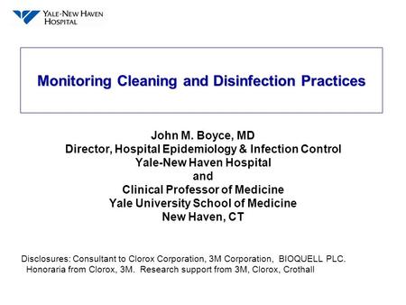 Monitoring Cleaning and Disinfection Practices