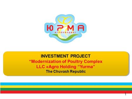 INVESTMENT PROJECT “Modernization of Poultry Complex LLC «Agro Holding “Yurma” The Chuvash Republic INVESTMENT PROJECT “Modernization of Poultry Complex.