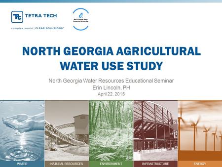 WATERNATURAL RESOURCESENVIRONMENTINFRASTRUCTUREENERGY NORTH GEORGIA AGRICULTURAL WATER USE STUDY North Georgia Water Resources Educational Seminar Erin.