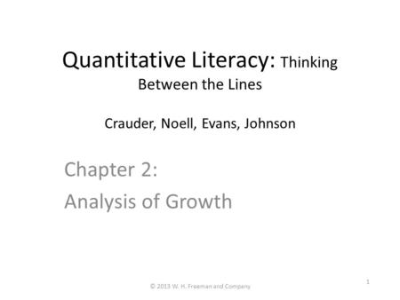 Chapter 2: Analysis of Growth