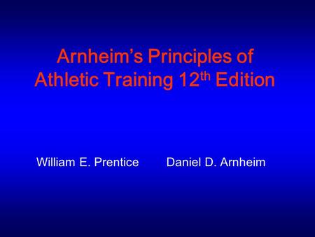 Arnheim’s Principles of Athletic Training 12th Edition