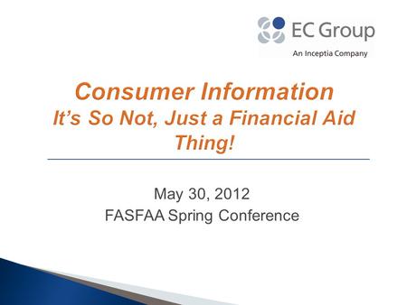 May 30, 2012 FASFAA Spring Conference. Consumer Information Requirements & Campus Implementation 2.