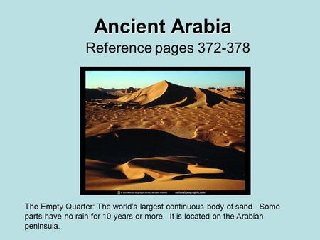 Ancient Arabia Reference pages
