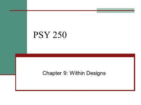 Chapter 9: Within Designs